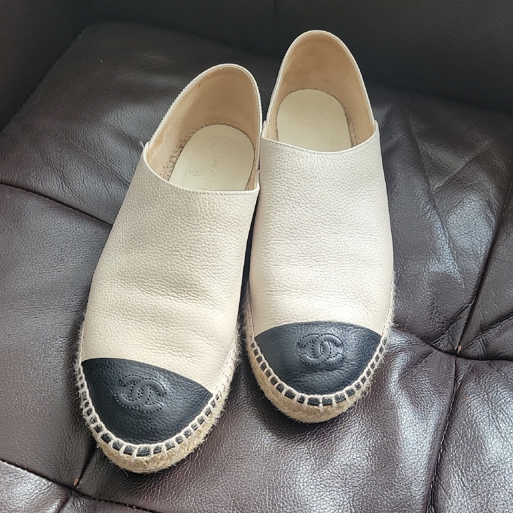 Chanel Beige and Black Espadrilles